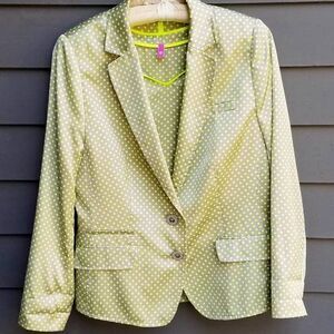 Luxury Euro Brand Basler Taupe/Neon Green Polka Dot Blazer and Shell w/Tie  44